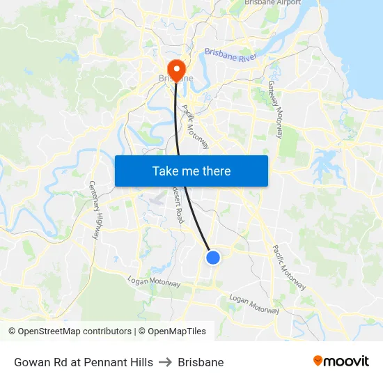 Gowan Rd at Pennant Hills to Brisbane map