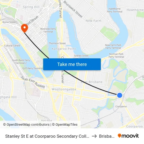 Stanley St E at Coorparoo Secondary College to Brisbane map