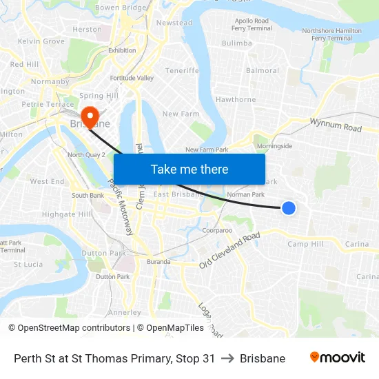 Perth St at St Thomas Primary, Stop 31 to Brisbane map