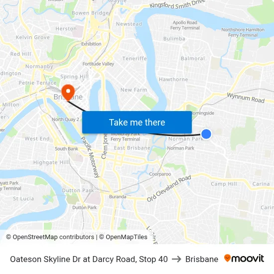 Oateson Skyline Dr at Darcy Road, Stop 40 to Brisbane map