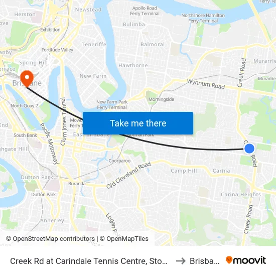 Creek Rd at Carindale Tennis Centre, Stop 46 to Brisbane map