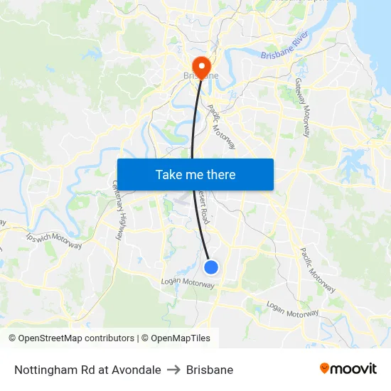 Nottingham Rd at Avondale to Brisbane map