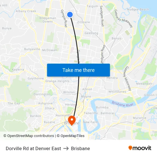 Dorville Rd at Denver East to Brisbane map