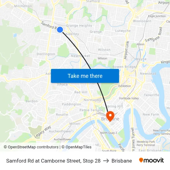 Samford Rd at Camborne Street, Stop 28 to Brisbane map
