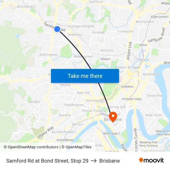 Samford Rd at Bond Street, Stop 29 to Brisbane map