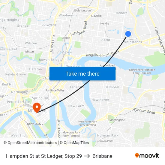 Hampden St at St Ledger, Stop 29 to Brisbane map