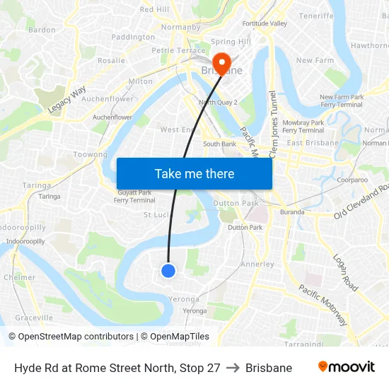 Hyde Rd at Rome Street North, Stop 27 to Brisbane map