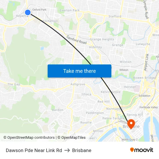 Dawson Pde Near Link Rd to Brisbane map