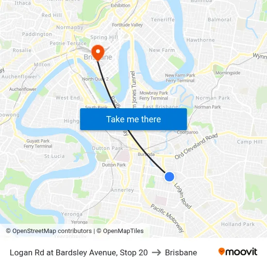 Logan Rd at Bardsley Avenue, Stop 20 to Brisbane map