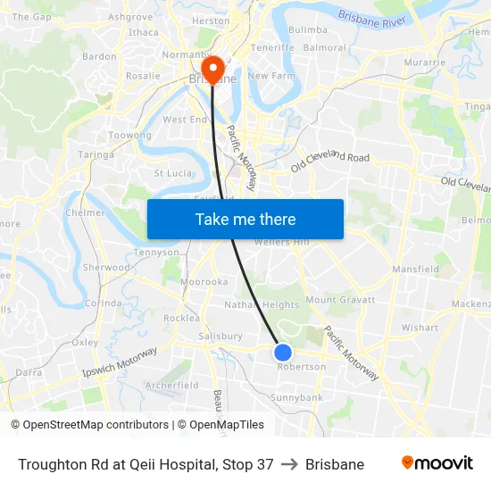 Troughton Rd at Qeii Hospital, Stop 37 to Brisbane map