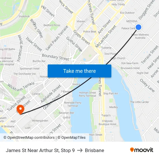 James St Near Arthur St, Stop 9 to Brisbane map