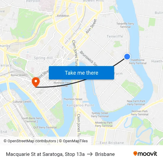 Macquarie St at Saratoga, Stop 13a to Brisbane map
