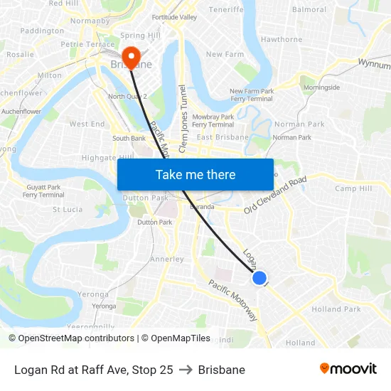 Logan Rd at Raff Ave, Stop 25 to Brisbane map