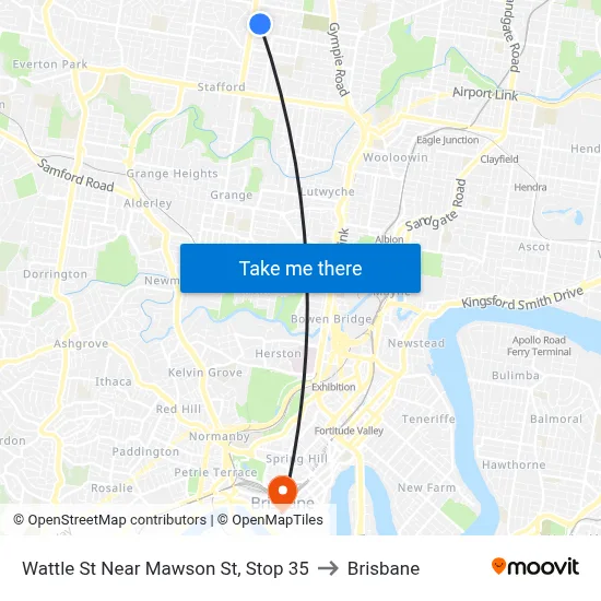 Wattle St Near Mawson St, Stop 35 to Brisbane map