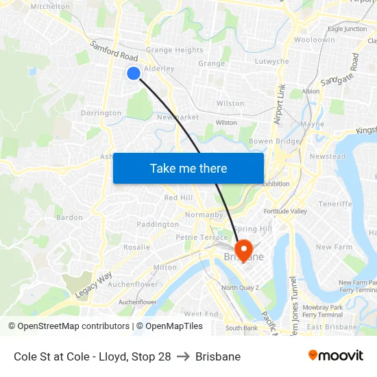 Cole St at Cole - Lloyd, Stop 28 to Brisbane map