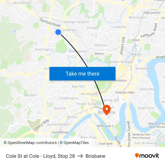Cole St at Cole - Lloyd, Stop 28 to Brisbane map