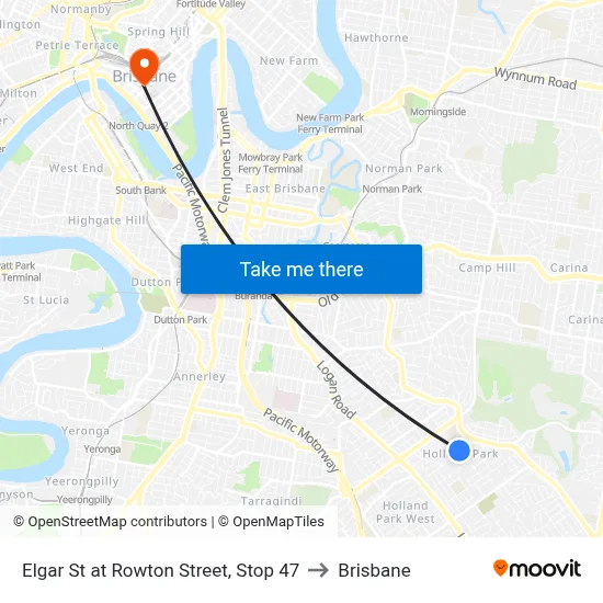 Elgar St at Rowton Street, Stop 47 to Brisbane map