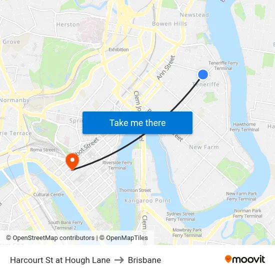 Harcourt St at Hough Lane to Brisbane map