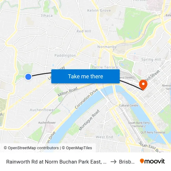 Rainworth Rd at Norm Buchan Park East, Stop 12 to Brisbane map