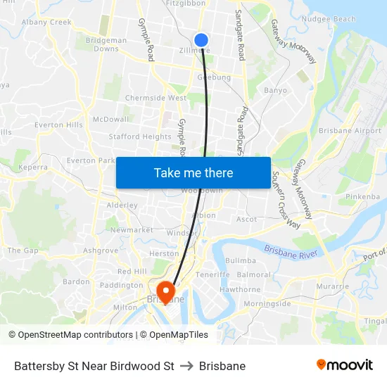Battersby St Near Birdwood St to Brisbane map