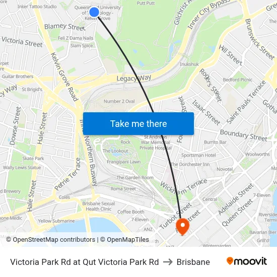 Victoria Park Rd at Qut Victoria Park Rd to Brisbane map
