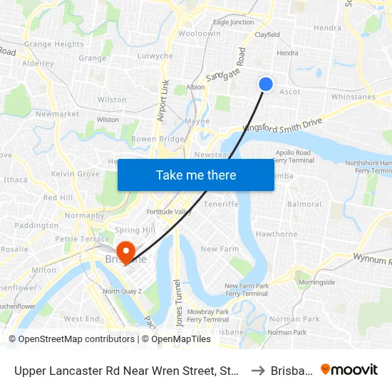 Upper Lancaster Rd Near Wren Street, Stop 25 to Brisbane map