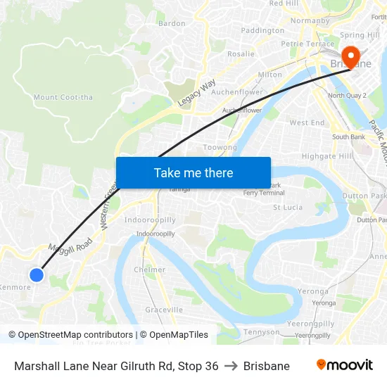 Marshall Lane Near Gilruth Rd, Stop 36 to Brisbane map