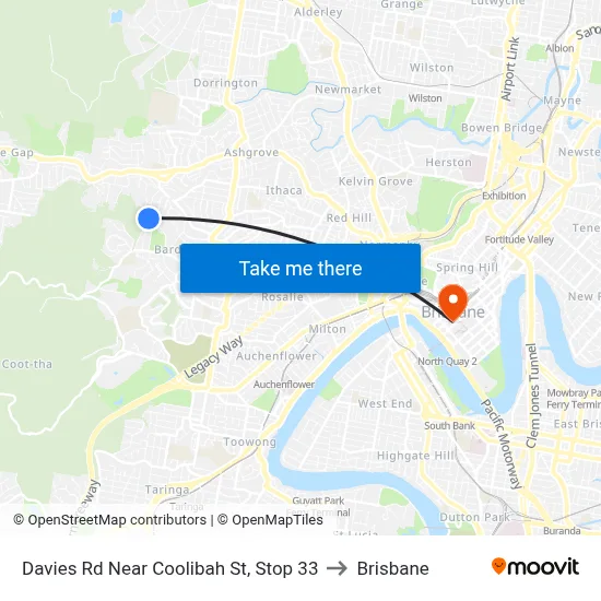 Davies Rd Near Coolibah St, Stop 33 to Brisbane map