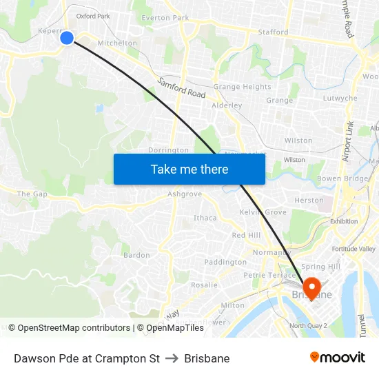 Dawson Pde at Crampton St to Brisbane map
