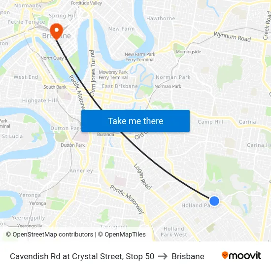 Cavendish Rd at Crystal Street, Stop 50 to Brisbane map