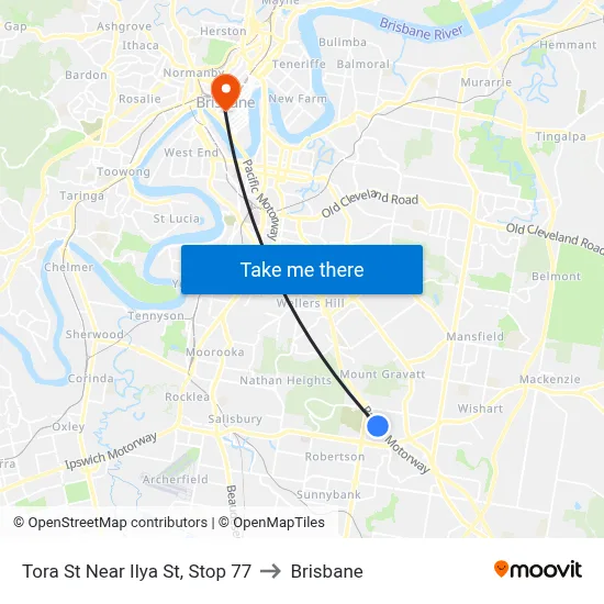 Tora St Near Ilya St, Stop 77 to Brisbane map