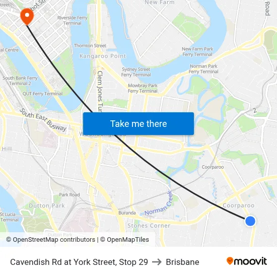 Cavendish Rd at York Street, Stop 29 to Brisbane map
