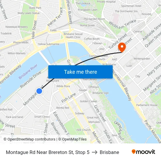 Montague Rd Near Brereton St, Stop 5 to Brisbane map