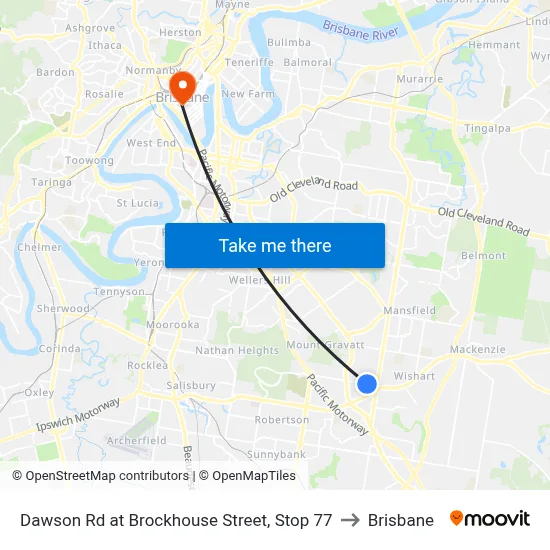 Dawson Rd at Brockhouse Street, Stop 77 to Brisbane map