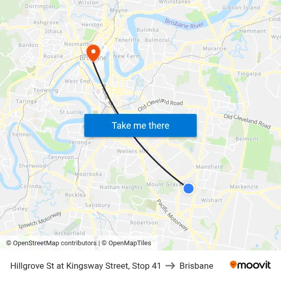 Hillgrove St at Kingsway Street, Stop 41 to Brisbane map
