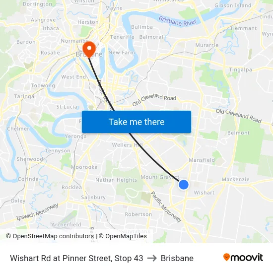 Wishart Rd at Pinner Street, Stop 43 to Brisbane map