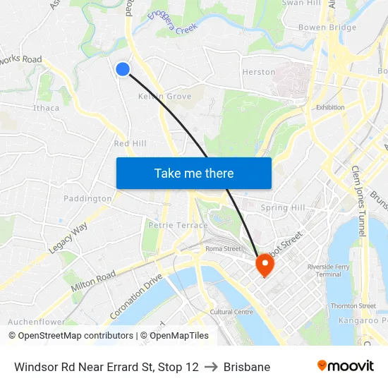 Windsor Rd Near Errard St, Stop 12 to Brisbane map