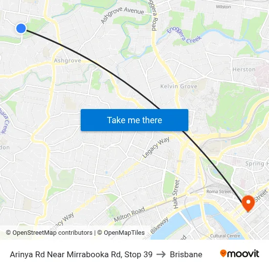 Arinya Rd Near Mirrabooka Rd, Stop 39 to Brisbane map