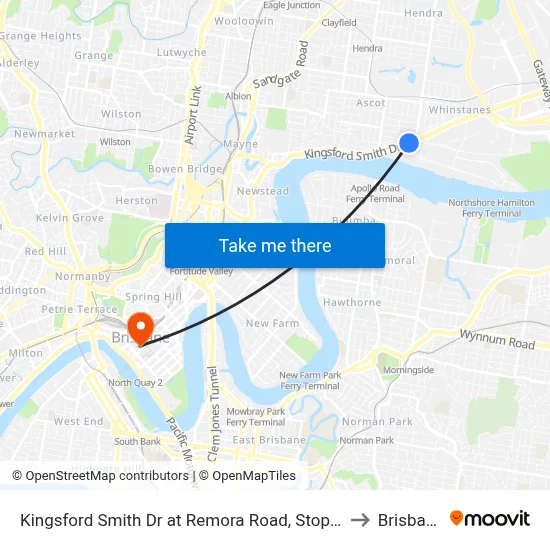 Kingsford Smith Dr at Remora Road, Stop 29 to Brisbane map