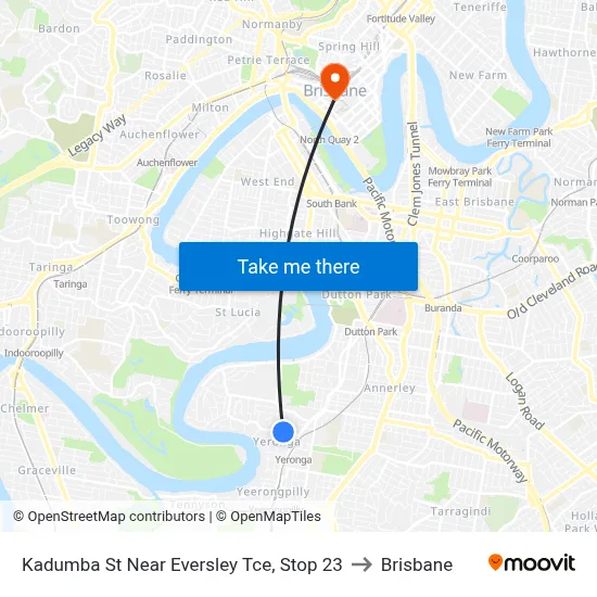 Kadumba St Near Eversley Tce, Stop 23 to Brisbane map