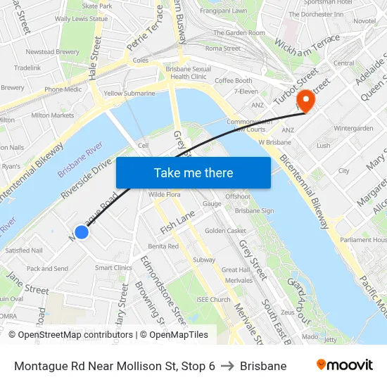 Montague Rd Near Mollison St, Stop 6 to Brisbane map