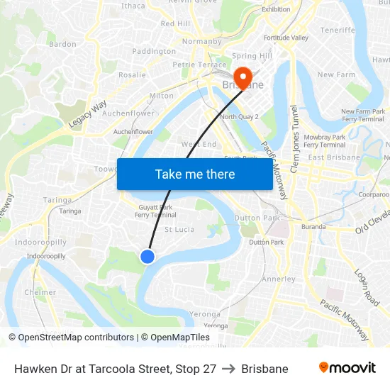 Hawken Dr at Tarcoola Street, Stop 27 to Brisbane map