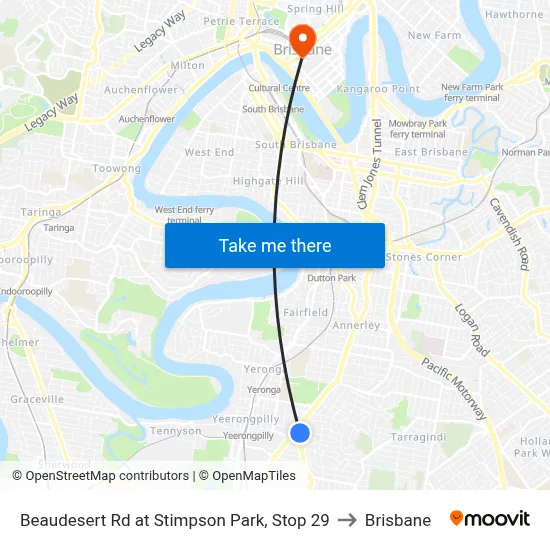 Beaudesert Rd at Stimpson Park, Stop 29 to Brisbane map