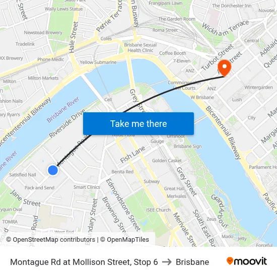 Montague Rd at Mollison Street, Stop 6 to Brisbane map
