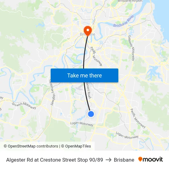 Algester Rd at Crestone Street Stop 90/89 to Brisbane map