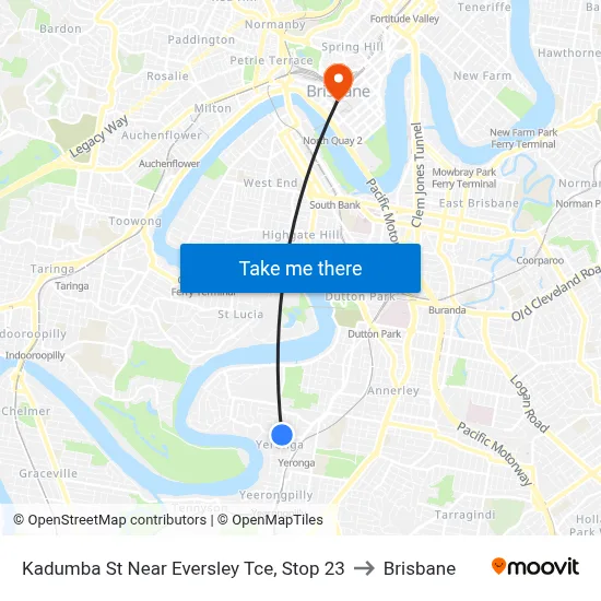 Kadumba St Near Eversley Tce, Stop 23 to Brisbane map