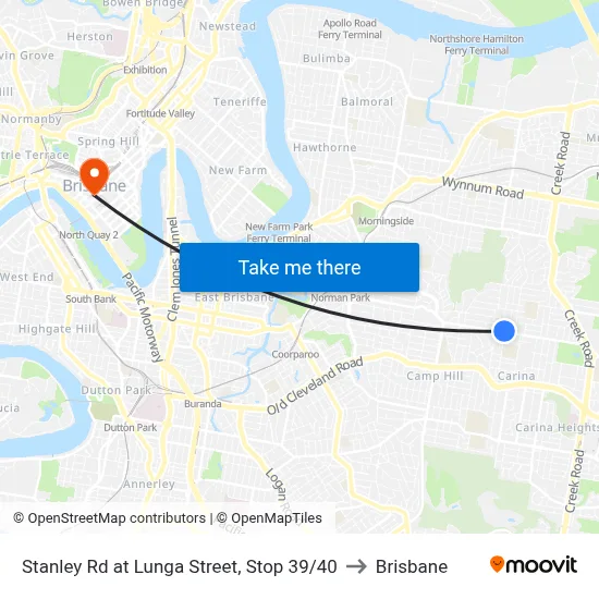 Stanley Rd at Lunga Street, Stop 39/40 to Brisbane map