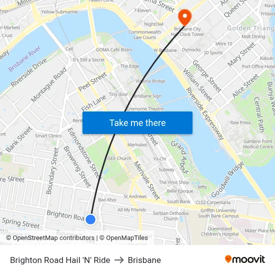 Brighton Road Hail 'N' Ride to Brisbane map