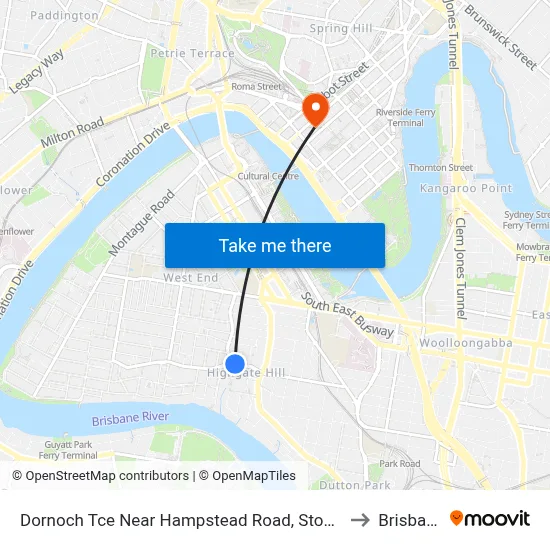 Dornoch Tce Near Hampstead Road, Stop 21 to Brisbane map