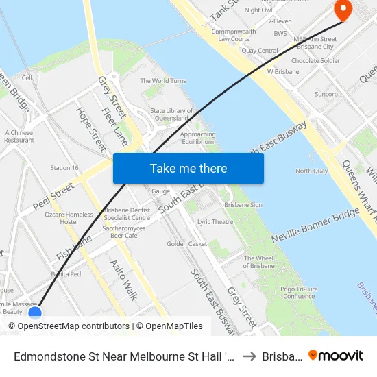 Edmondstone St Near Melbourne St Hail 'N' Ride to Brisbane map